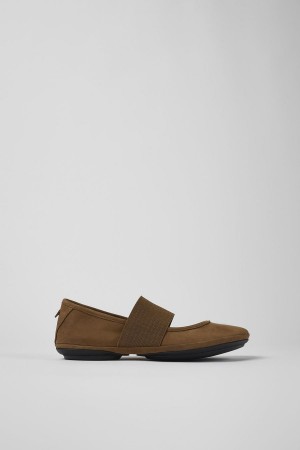 Ballerinas Camper Right Nubuck Mujer Marrones | GNJCL-1502