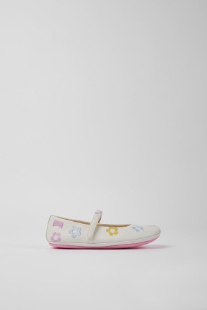 Ballerinas Camper Twins Cuero Niña Blancas | MXCFL-6374