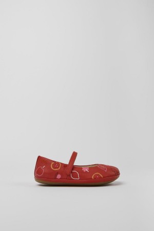 Ballerinas Camper Twins Cuero Niña Rojas | ESOBG-6037