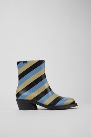 Botas Camper Bonnie A Rayas Cuero Mujer Azules | UTGWL-9470