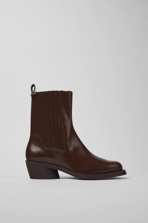 Botas Camper Bonnie Cuero Mujer Burdeos | PVZQU-0625