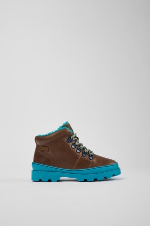 Botas Camper Brutus Cuero Textil Ankle Niño Marrones | ZQDTE-6482