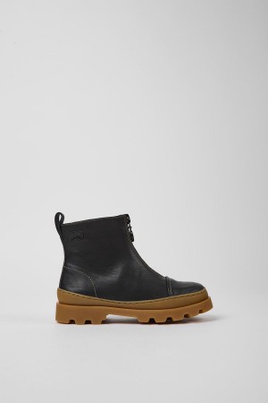 Botas Camper Brutus Cuero Zip-up Niño Negras | LFCVK-2860