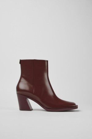 Botas Camper Karole Cuero Ankle Mujer Burdeos | MQZIW-9123