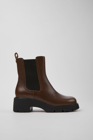 Botas Camper Milah Cuero Chelsea Mujer Marrones | UWBLF-5312