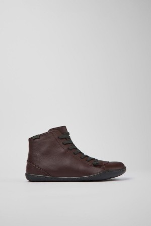 Botas Camper Peu Cuero Ankle Mujer Burdeos | IGBYO-3594