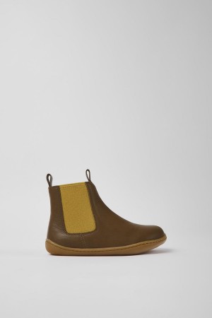 Botas Camper Peu Cuero Ankle Niño Marrones | ACBZH-9485