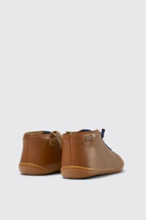 Botas Camper Peu Cuero Niño Marrones | KLUSN-9586