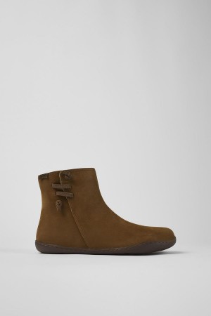 Botas Camper Peu Nubuck Ankle Mujer Marrones | YFQKM-9482