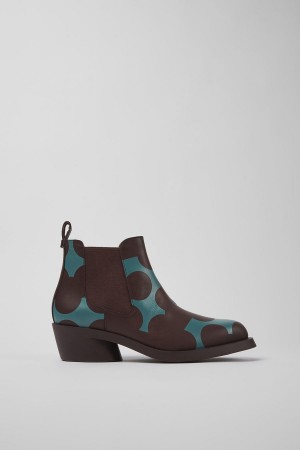 Botas Camper Twins Cuero Ankle Mujer Burdeos | SXFGE-9046