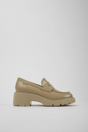 Mocasines Camper Milah Cuero Mujer Beige | ELUMJ-0635