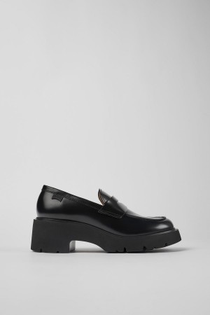 Mocasines Camper Milah Cuero Mujer Negras | JQFKN-3854