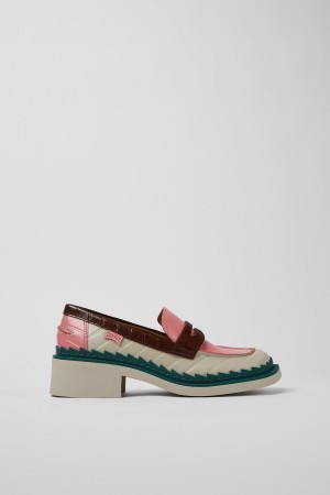 Mocasines Camper Twins Cuero Mujer Rosas | OWCNF-1834