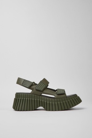 Sandalias Camper Bcn Cuero Mujer Verde | KGNCZ-9230
