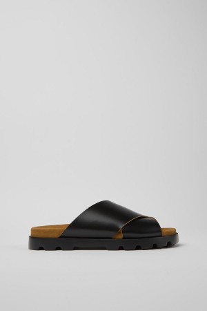 Sandalias Camper Brutus Cuero Hombre Negras | OBMWJ-9032