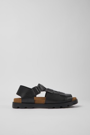 Sandalias Camper Brutus Cuero Hombre Negras | RCJGZ-4137