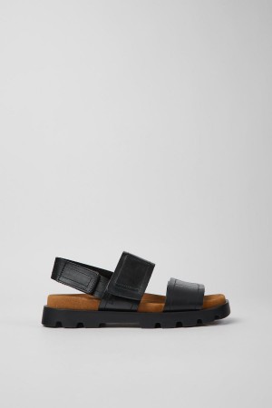 Sandalias Camper Brutus Cuero Mujer Negras | MITJC-2439