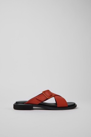 Sandalias Camper Edy Cuero Mujer Rojas | HCTGN-0794