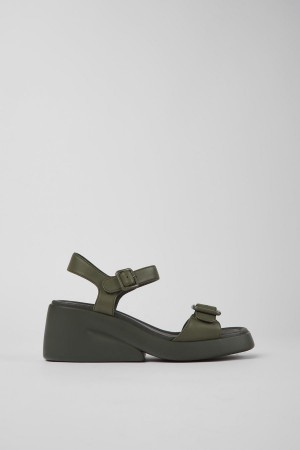 Sandalias Camper Kaah Cuero Mujer Verde | CWHEB-6924