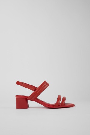 Sandalias Camper Katie Cuero Mujer Rojas | XKGPU-1028