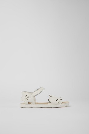 Sandalias Camper Miko Cuero Niña Blancas | SJCFD-1894