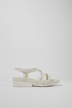 Sandalias Camper Minikaah Cuero Mujer Blancas | MPRXJ-4709