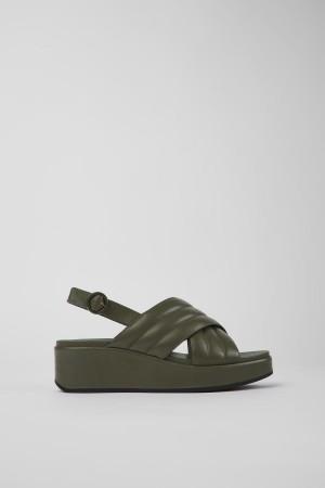Sandalias Camper Misia Cuero Mujer Verde | HMSOJ-9106