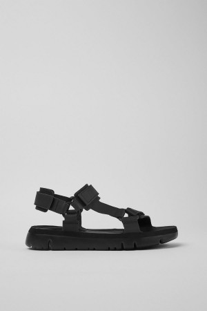 Sandalias Camper Oruga Cuero Hombre Negras | QIDOH-1327