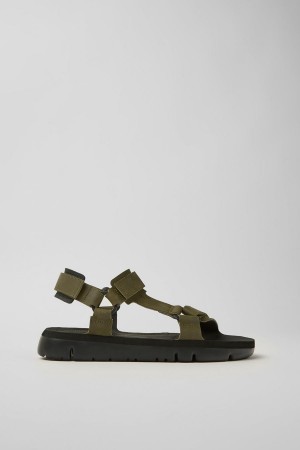 Sandalias Camper Oruga Cuero Hombre Verde | FSECH-7269
