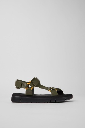 Sandalias Camper Oruga Cuero Hombre Verde | ORTUQ-1396