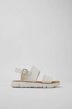 Sandalias Camper Oruga Cuero Mujer Blancas | SHUZV-1683