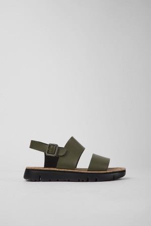 Sandalias Camper Oruga Cuero Mujer Verde | LJTFE-1940