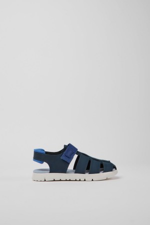 Sandalias Camper Oruga Cuero Niña Azules | CPJFT-0245
