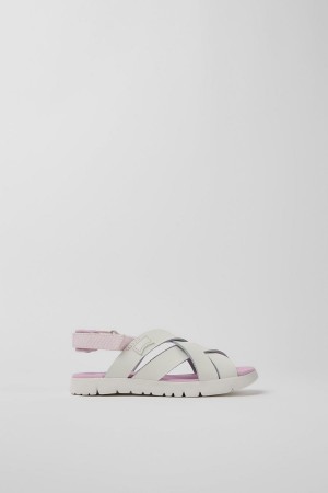 Sandalias Camper Oruga Cuero Niña Blancas | PZWBC-0698