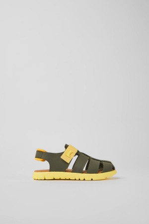 Sandalias Camper Oruga Cuero Niño Verde | WDIKH-8501