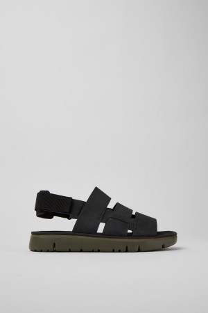 Sandalias Camper Oruga Cuero Textil Hombre Negras | BIURW-9720