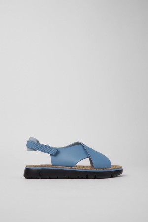 Sandalias Camper Oruga Cuero Textil Mujer Azules | PCOSB-9431