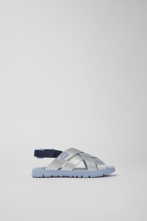 Sandalias Camper Oruga Cuero Textil Niña Gris | AHLVM-8304