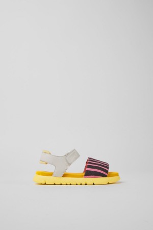 Sandalias Camper Oruga Textil Cuero Niña Amarillo | LUMTI-5917