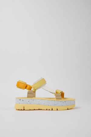 Sandalias Camper Oruga Up Cuero Mujer Amarillo | DUBCX-3756