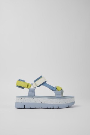 Sandalias Camper Oruga Up Cuero Mujer Azules | OLWRV-1983
