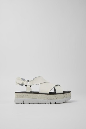 Sandalias Camper Oruga Up Cuero Mujer Blancas | ZEAFD-2047