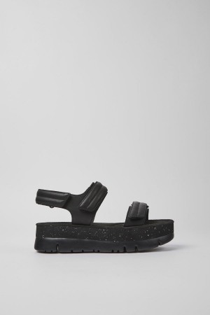 Sandalias Camper Oruga Up Cuero Mujer Negras | FKBQI-1853