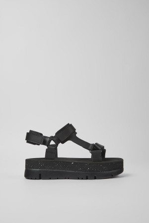 Sandalias Camper Oruga Up Cuero Mujer Negras | FXBHP-6972