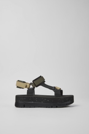 Sandalias Camper Oruga Up Cuero Mujer Negras | JWOTY-2713