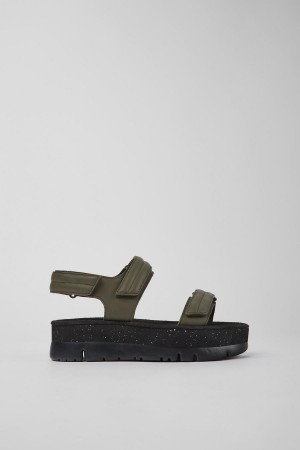 Sandalias Camper Oruga Up Cuero Mujer Verde | TWGDA-6824