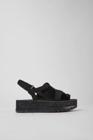 Sandalias Camper Oruga Up Textil Mujer Negras | MEKID-8154