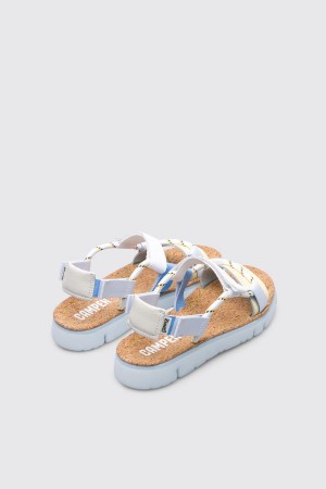 Sandalias Camper Oruga Velcro Mujer Blancas | KVWNF-7146