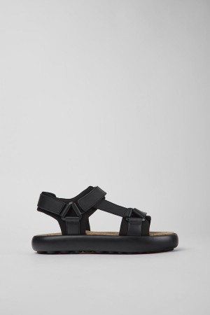 Sandalias Camper Pelotas Flota Cuero Textil Hombre Negras | TBPVN-7360