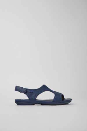 Sandalias Camper Right Cuero Mujer Azul Marino | GFUPQ-9284